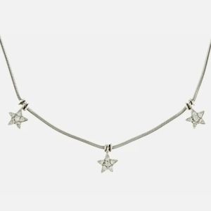 14k White Gold Diamond Star Dangling Charm Fine Fashion Necklace Estate 6.9g